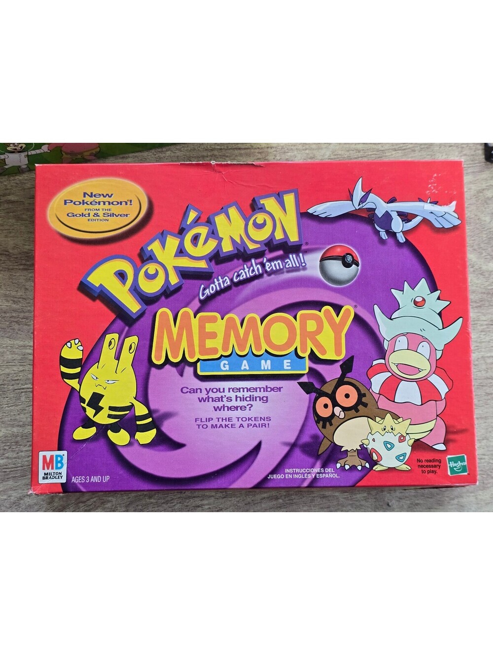 Vtg 2000 Pokemon Memory Match Board Game (Gold & Silver Edition) Milton Bradley